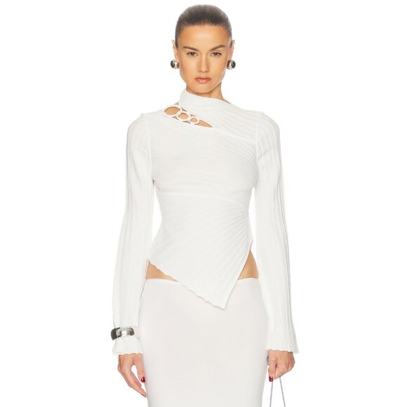 Cult Gaia Tayla Knit Top in Off White